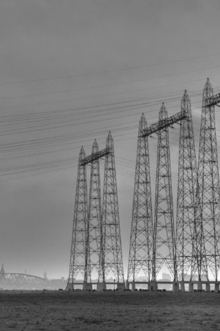 Обои черно-белая, лэп, black and white, power lines разрешение 1920x1440 Загрузить