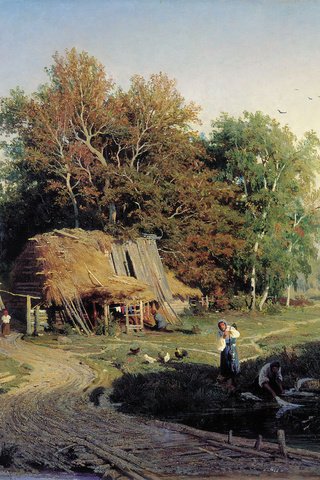 Обои картина, деревня, васильев, picture, village, vasiliev разрешение 2000x1563 Загрузить