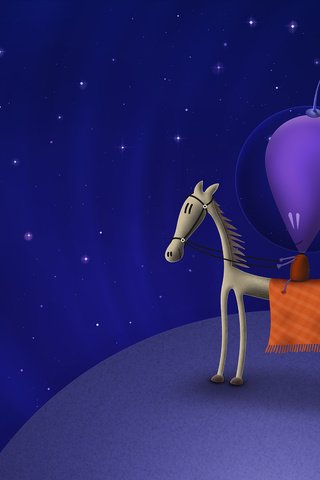 Обои лошадь, космос, звезды, планета, владстудио, инопланетянин, horse, space, stars, planet, vladstudio, alien разрешение 2560x1600 Загрузить