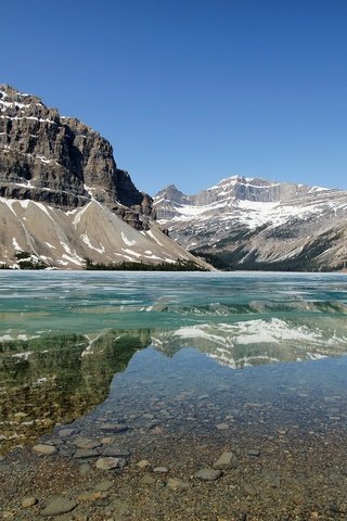 Обои озеро, горы, зима, лёд, канада, национальный парк банф, lake, mountains, winter, ice, canada, banff national park разрешение 1920x1200 Загрузить