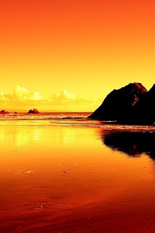 Обои свет, вода, солнце, закат, скала, побережье, light, water, the sun, sunset, rock, coast разрешение 1920x1080 Загрузить