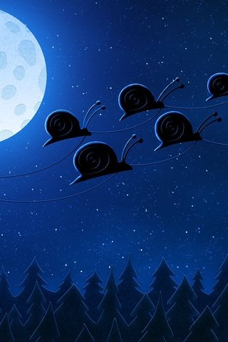 Обои новый год, луна, улитки, new year, the moon, snails разрешение 3840x1200 Загрузить