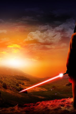 Обои закат, меч, джедай, sunset, sword, jedi разрешение 1920x1080 Загрузить