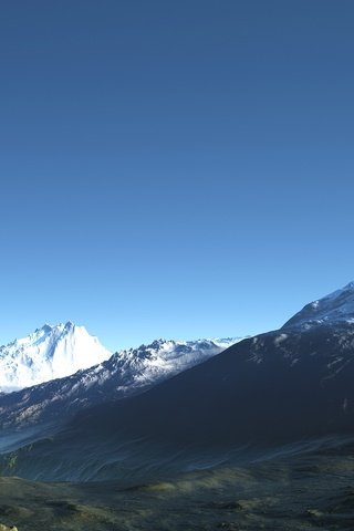 Обои небо, горы, снег, the sky, mountains, snow разрешение 3200x1200 Загрузить