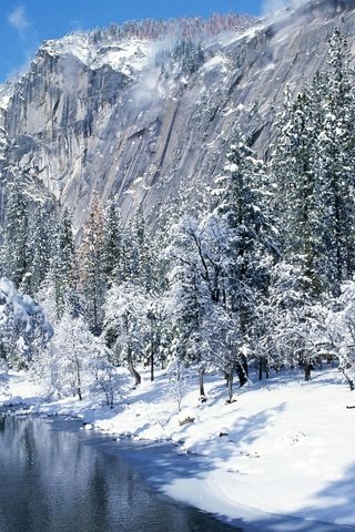 Обои горы, снег, зима, калифорния, национальный парк йосемити, mountains, snow, winter, ca, yosemite national park разрешение 1920x1180 Загрузить