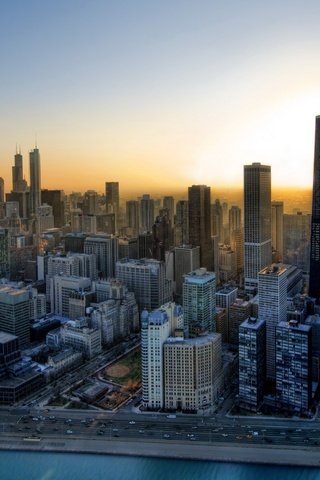 Обои восход, небоскребы, здания, чикаго, sunrise, skyscrapers, building, chicago разрешение 2560x1600 Загрузить