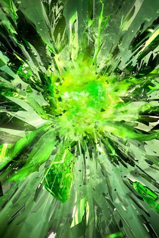 Обои мощь, кристалы, нвидия, разбитые, зеленый цвет, power, crystals, nvidia, broken, green разрешение 4800x2560 Загрузить