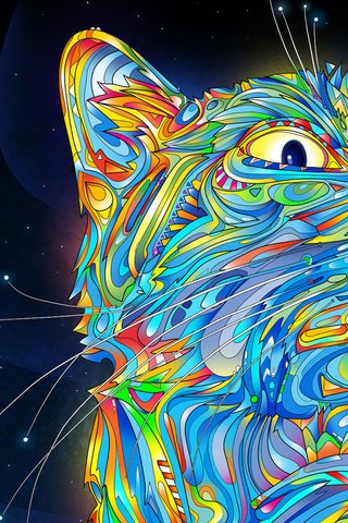 Обои цвета, кот, усы, завихрения, color, cat, mustache, swirls разрешение 2560x1600 Загрузить