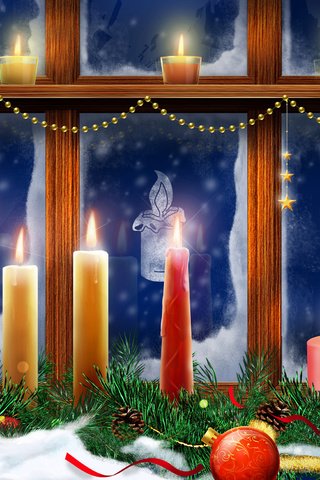 Обои свечи, новый год, окно, candles, new year, window разрешение 2560x1670 Загрузить