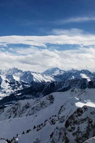 Обои облака, снег, альпы, clouds, snow, alps разрешение 3200x1200 Загрузить