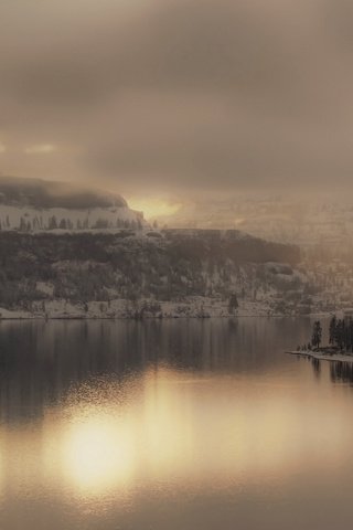 Обои озеро, туман, ландшафт, lake, fog, landscape разрешение 2560x1600 Загрузить