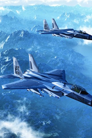 Обои горы, полет, истребители, mountains, flight, fighters разрешение 1920x1080 Загрузить