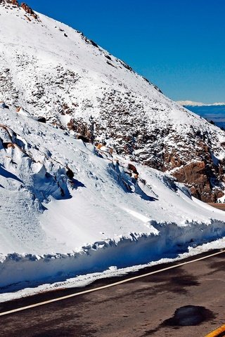 Обои дорога, горы, снег, разметка, road, mountains, snow, markup разрешение 1920x1200 Загрузить