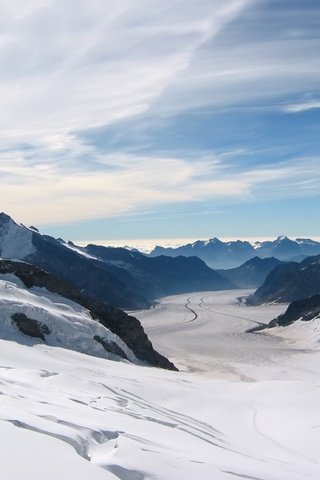 Обои небо, горы, снег, вершины, the sky, mountains, snow, tops разрешение 1920x1080 Загрузить