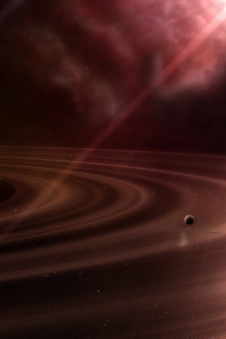 Обои солнце, планеты, кольца, сатурн, the sun, planet, ring, saturn разрешение 3200x1200 Загрузить