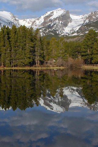 Обои озеро, горы, сосны, lake, mountains, pine разрешение 1920x1080 Загрузить