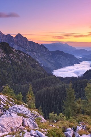 Обои горы, закат, германия, баварии, berchtesgaden national park, национальный парк берхтесгаден, mountains, sunset, germany, bavaria, the berchtesgaden national park разрешение 1920x1200 Загрузить