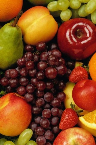 Обои виноград, фрукты, яблоки, апельсины, клубника, ягоды, груши, grapes, fruit, apples, oranges, strawberry, berries, pear разрешение 1920x1200 Загрузить