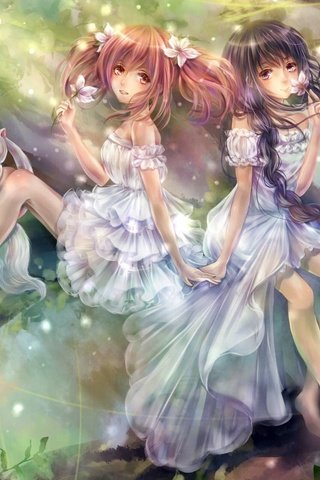 Обои цветы, девочки, аниме обои, flowers, girls, anime wallpapers разрешение 1920x1200 Загрузить