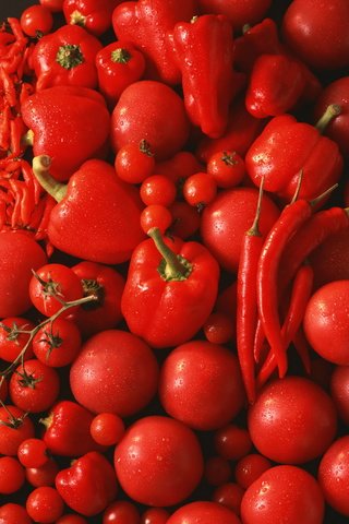 Обои овощи, помидоры, чили, перец, томаты, черри, vegetables, tomatoes, chile, pepper, cherry разрешение 1920x2705 Загрузить