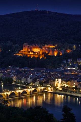 Обои ночь, огни, мост, германия, хайдельберг, night, lights, bridge, germany, heidelberg разрешение 3774x2526 Загрузить