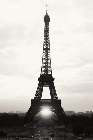 Обои фото, черно-белая, париж, эйфелева башня, photo, black and white, paris, eiffel tower разрешение 1920x1200 Загрузить