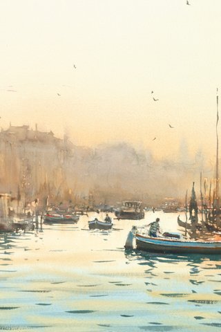 Обои рассвет, лодки, венеция, акварель, каналы, dawn, boats, venice, watercolor, channels разрешение 2134x1422 Загрузить