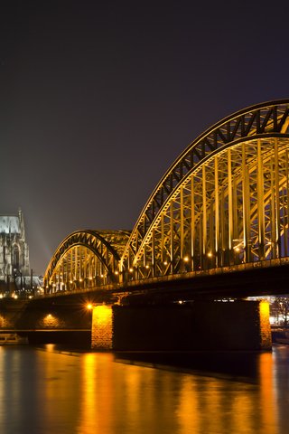 Обои ночь, река, собор, мост, night, river, cathedral, bridge разрешение 2560x1600 Загрузить