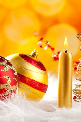 Обои свечи, новый год, зима, блики, шарики, праздник, рождество, candles, new year, winter, glare, balls, holiday, christmas разрешение 2560x1600 Загрузить