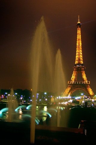 Обои ночь, париж, фонтан, эйфелева башня, night, paris, fountain, eiffel tower разрешение 2560x1600 Загрузить