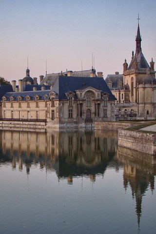 Обои вода, отражение, замок, франция, замок шантийи, water, reflection, castle, france, chantilly castle разрешение 3456x2592 Загрузить