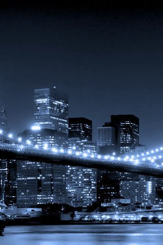 Обои ночь, огни, мост, город, ночной город, night, lights, bridge, the city, night city разрешение 5760x1200 Загрузить