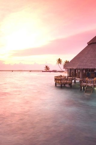 Обои закат, бунгало, тропики, мальдивы, sunset, bungalow, tropics, the maldives разрешение 4228x2732 Загрузить