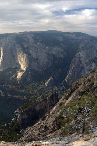 Обои горы, скалы, пейзаж, высота, сша, долина, йосемитский национальный парк, тафт-пойнт, mountains, rocks, landscape, height, usa, valley, yosemite national park, taft point разрешение 2560x1600 Загрузить