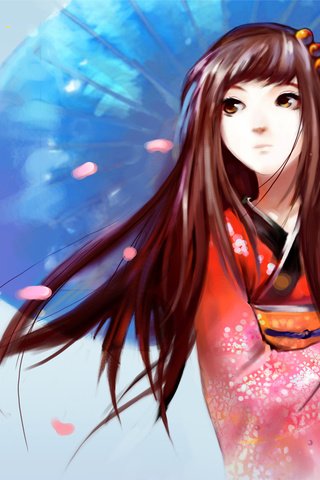 Обои девушка, кимоно, zont, леспестки, взгляз, girl, kimono, lepestki, vzglyad разрешение 2028x1317 Загрузить