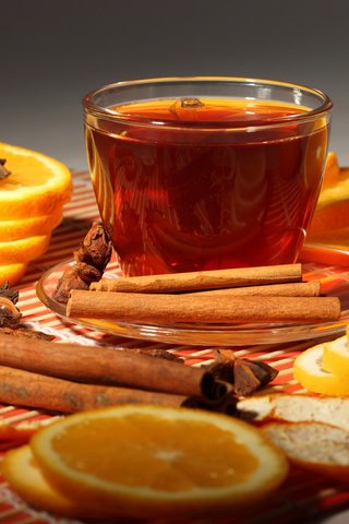 Обои корица, лимон, апельсин, чай, гвоздика, бадьян, cinnamon, lemon, orange, tea, carnation, star anise разрешение 2560x1600 Загрузить