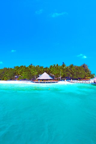 Обои море, остров, тропики, мальдивы, sea, island, tropics, the maldives разрешение 2376x1592 Загрузить