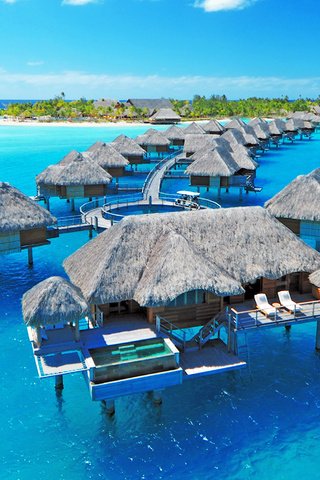 Обои море, остров, курорт, бунгало, тропики, мальдивы, sea, island, resort, bungalow, tropics, the maldives разрешение 2545x1902 Загрузить