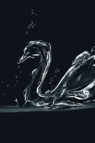 Обои вода, лебедь, минимаизм, мыльные пузыри, деятель, water, swan, minimalism, bubbles, figure разрешение 1920x1080 Загрузить