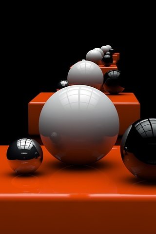 Обои арт, шары, отражение, куб, сферы, глянец, art, balls, reflection, cube, sphere, gloss разрешение 2560x1440 Загрузить