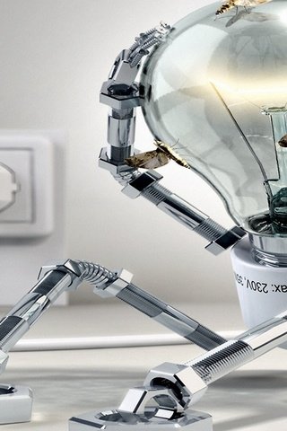 Обои лампочка робот, light bulb robot разрешение 2560x1440 Загрузить