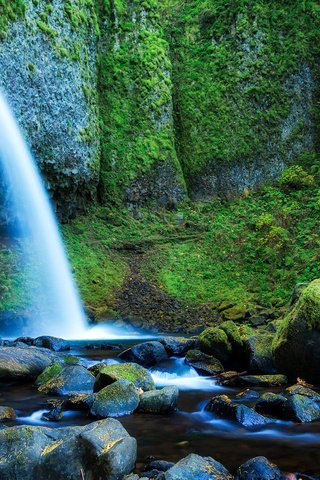 Обои водопад, орегон, upper horsetail falls, waterfall, oregon разрешение 1920x1080 Загрузить