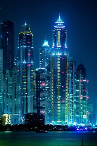 Обои ночь, огни, город, дубаи, night, lights, the city, dubai разрешение 1920x1200 Загрузить