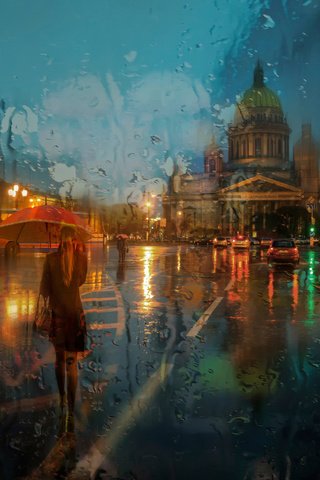 Обои дождь, st petersburg, исаакиевская площадь, rain, st. isaac's square разрешение 1920x1200 Загрузить