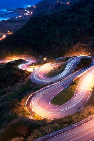 Обои вечер, дорога через перевал, the evening, the road through the pass разрешение 1920x1080 Загрузить