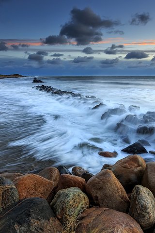 Обои камни, берег, волны, закат, пейзаж, море, дания, stones, shore, wave, sunset, landscape, sea, denmark разрешение 5472x3648 Загрузить