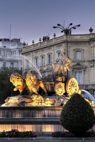 Обои вечер, фонтан, сумерки, испания, фонтан сибелес, мадрид, the evening, fountain, twilight, spain, cibeles fountain, madrid разрешение 2560x1600 Загрузить