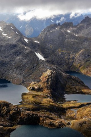 Обои облака, горы, снег, озёра, норвегия, lakes, норвегии, straumgjerde, clouds, mountains, snow, lake, norway разрешение 2880x1800 Загрузить