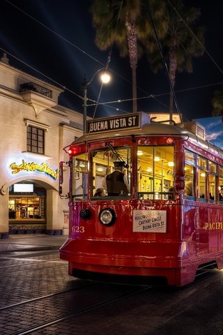 Обои ночной город, экскурсионный трамвай, night city, sightseeing tram разрешение 2560x1600 Загрузить