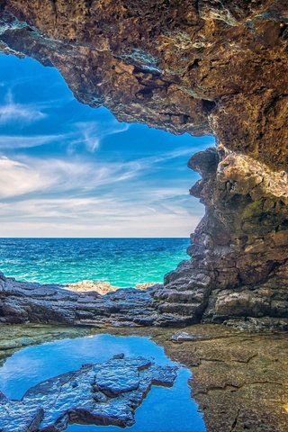 Обои скалы, море, грот. природа, rocks, sea, grotto. nature разрешение 2048x1457 Загрузить